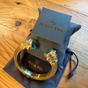 Julie Vos Gold Cuff with Blue Accents